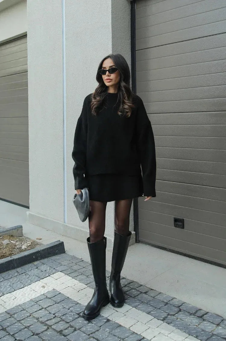 Knitted skirt suit(Top + skirt)