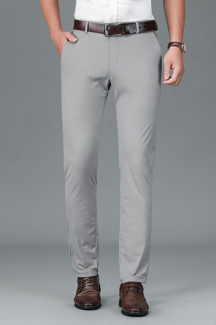 Elastic ice silk straight trousers