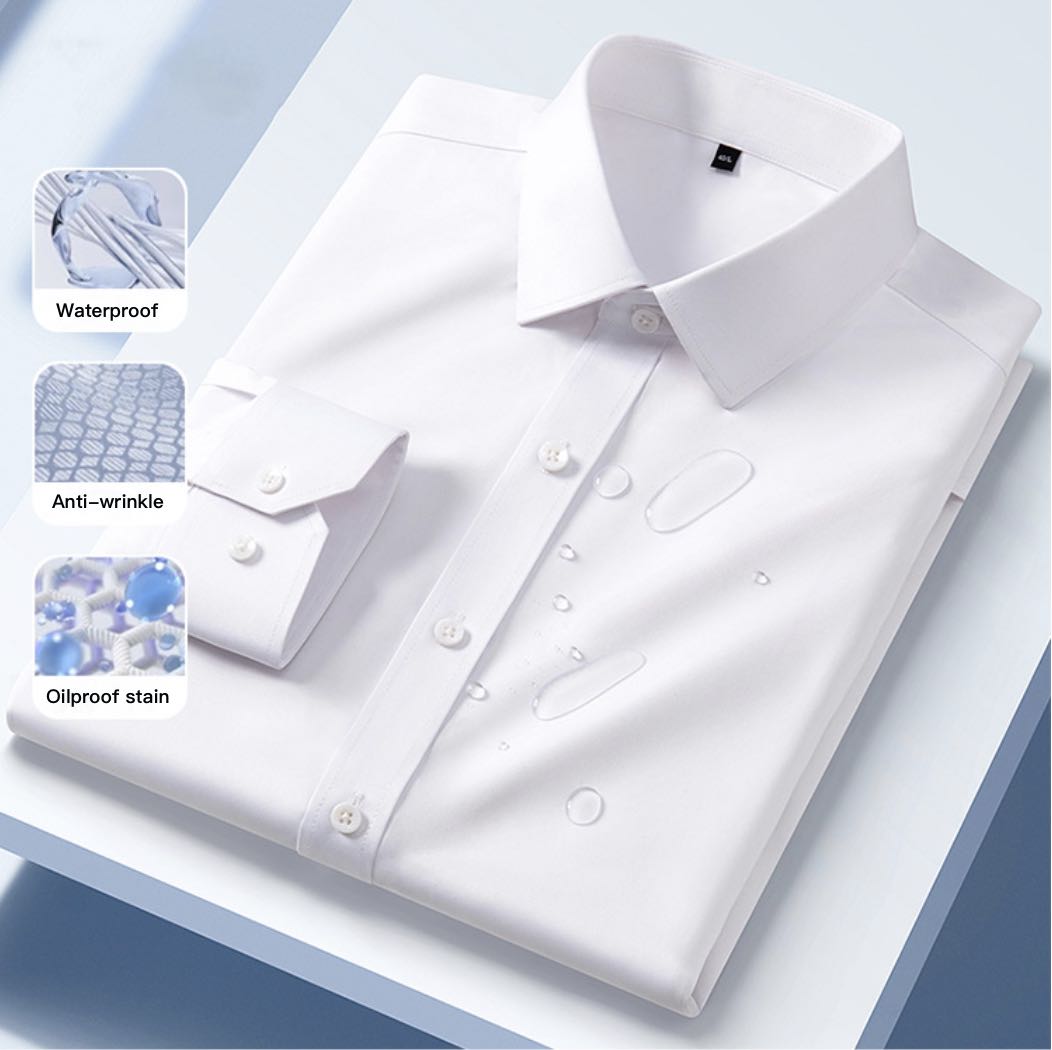 Anti-wrinkle, waterproof, oil-resistant, and stain-resistant long-sleeve shirt