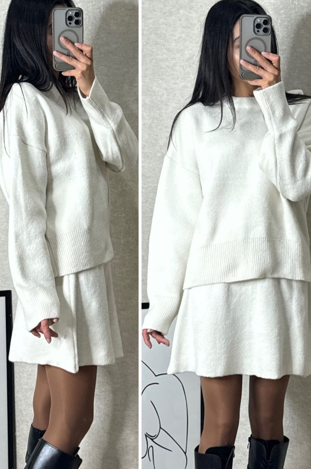 Knitted skirt suit(Top + skirt)