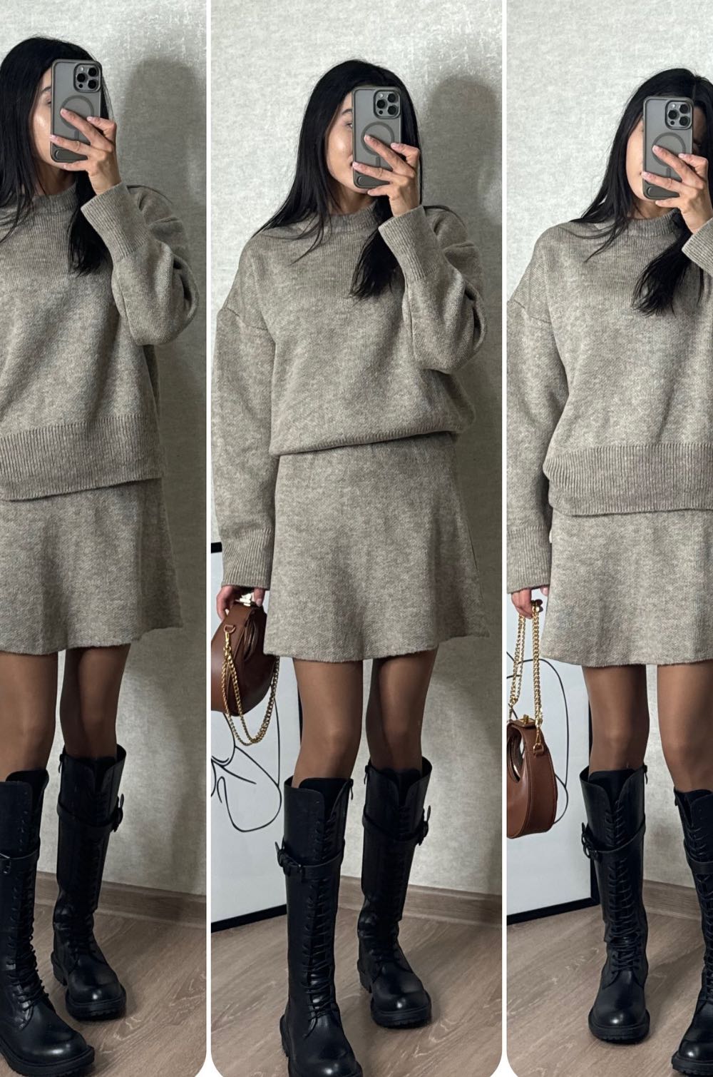 Knitted skirt suit(Top + skirt)