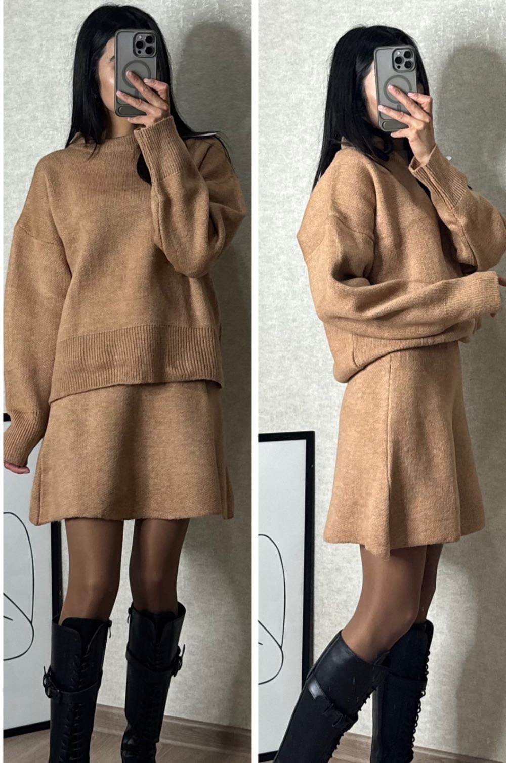 Knitted skirt suit(Top + skirt)