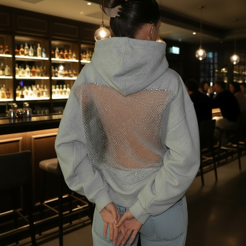 Backstage Crystal-Mesh Hoodie