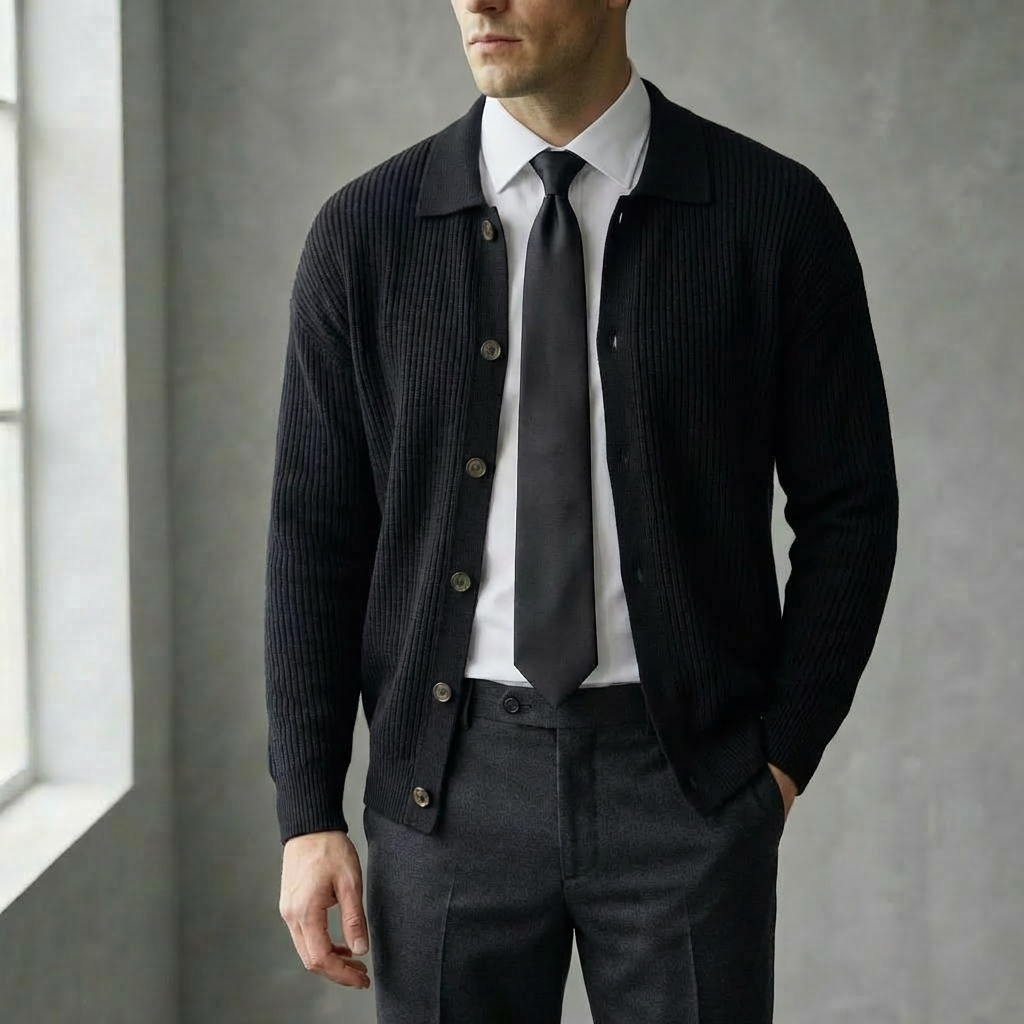 The "Executive" Textured Cardigan | Premium Smart-Casual Layer