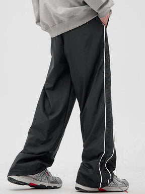 Streetwear Athleisure Loose Pocket Striped Trousers