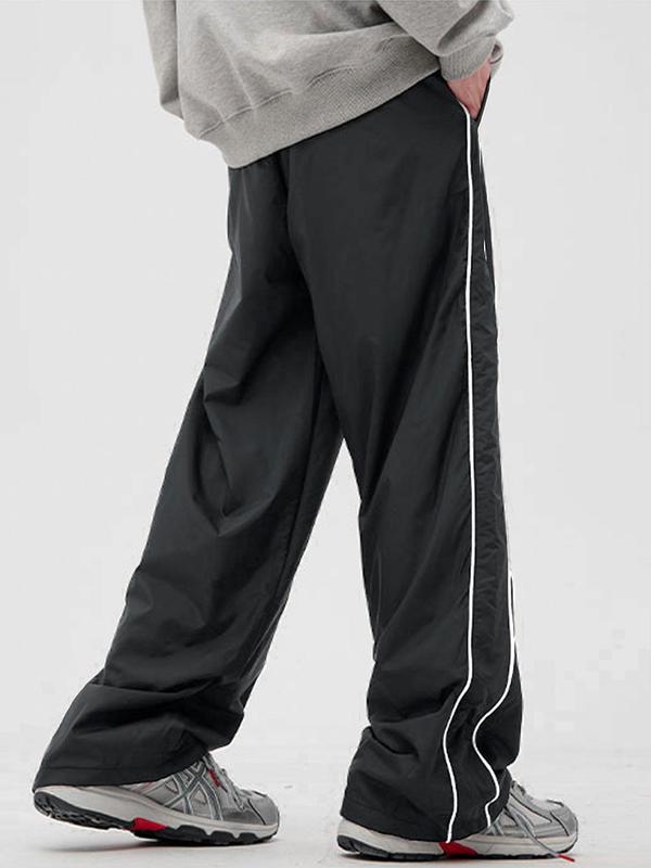 Streetwear Athleisure Loose Pocket Striped Trousers