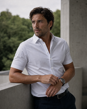 The "Infinite" Performance Short-Sleeve Shirt | 4-Way Stretch & Zero-Iron