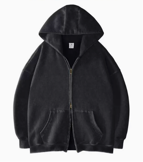 Unisex Oversized Acid Wash Sweatshirt with Double Zipper - Soft Fabric Washed Long Sleeve Pullover for Ultimate Comfort and Vintage Style