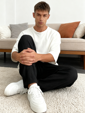 Ribbed Tube Leg Trousers