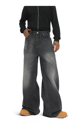 American straight-leg wide-leg floor-length stone-washed relaxed Jeans