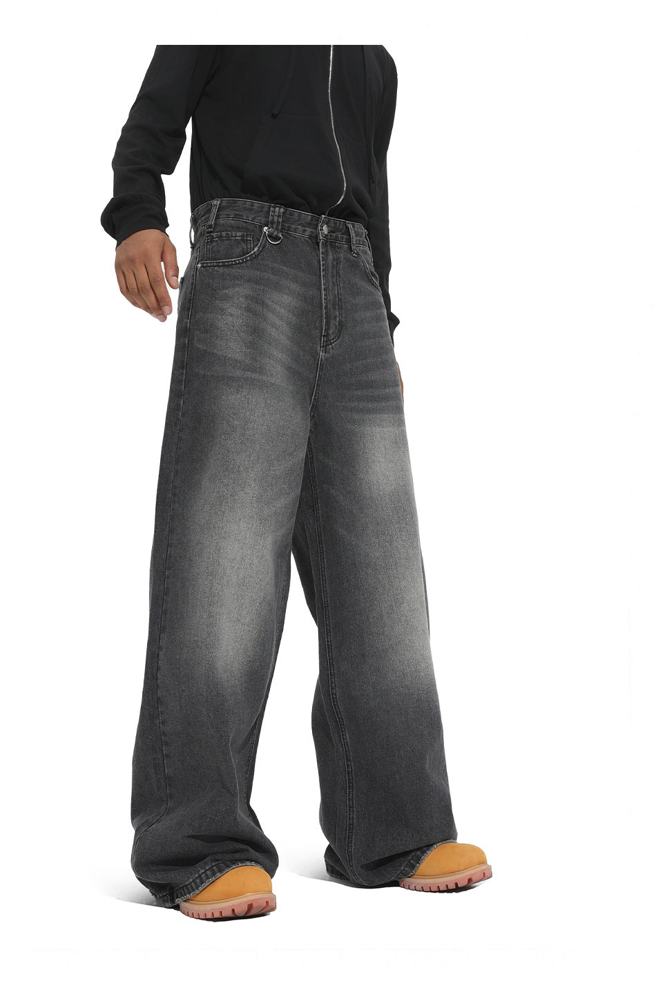 American straight-leg wide-leg floor-length stone-washed relaxed Jeans