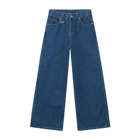 American straight-leg wide-leg floor-length stone-washed relaxed Jeans