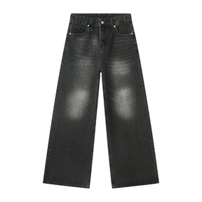American straight-leg wide-leg floor-length stone-washed relaxed Jeans