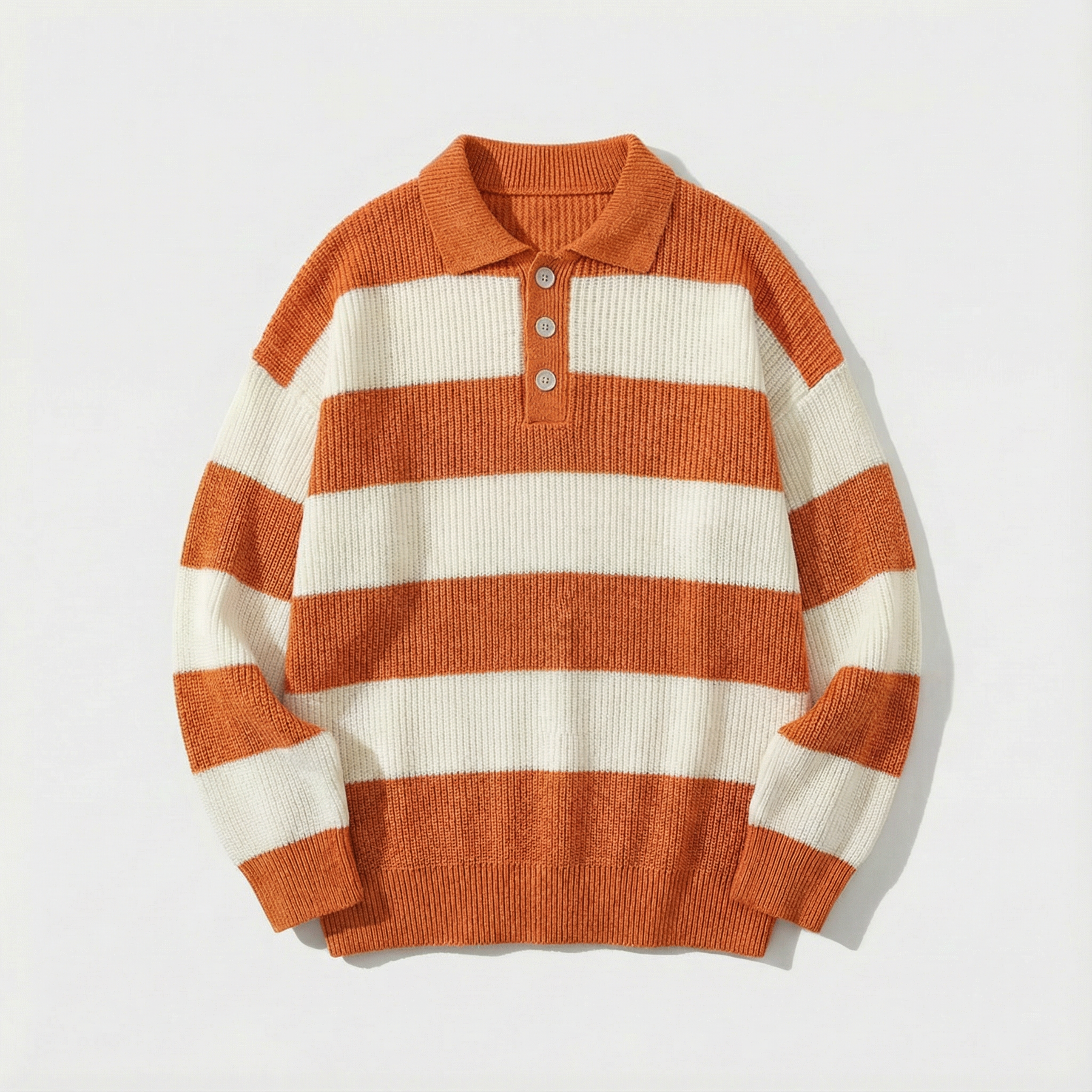 The "Heritage" Striped Knit Polo | Vintage Oversized Sweater