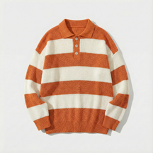 The "Heritage" Striped Knit Polo | Vintage Oversized Sweater
