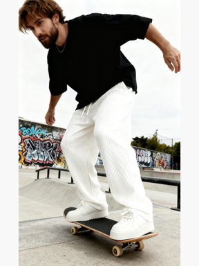 Ribbed Tube Leg Trousers