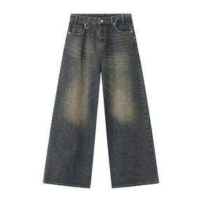 American straight-leg wide-leg floor-length stone-washed relaxed Jeans