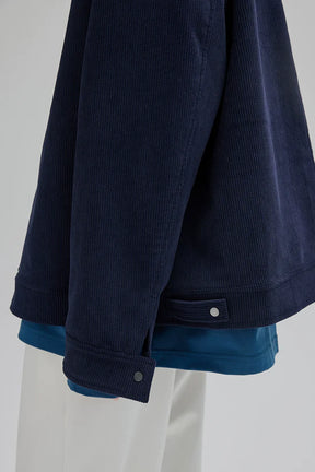 Fireman Clasp-Buckle Corduroy Collared Jacket