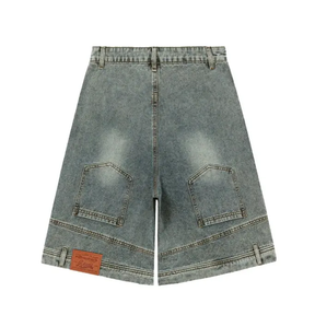 Washed Reverse Jorts Mens Casual Denim Shorts