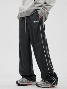 Streetwear Athleisure Loose Pocket Striped Trousers