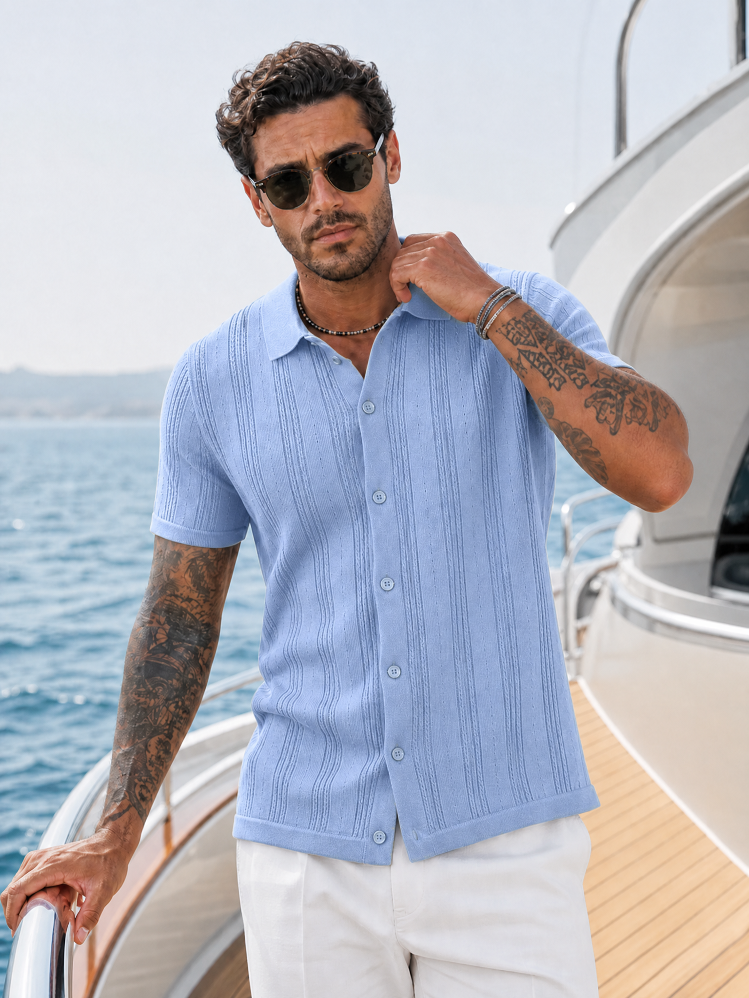 The "Riviera" Textured Polo | Ice-Silk Breathable Knit