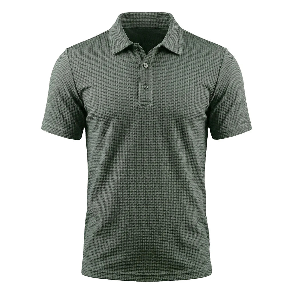 The "Riviera" Textured Knit Polo 丨Breathable Micro-Waffle Comfort