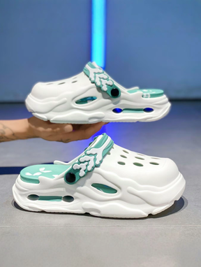 Men's colorblock hollow out design clogs