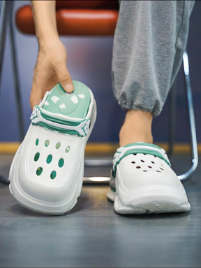 Men's colorblock hollow out design clogs