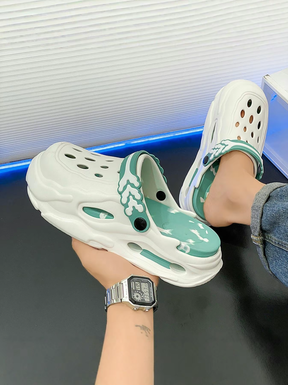 Men's colorblock hollow out design clogs