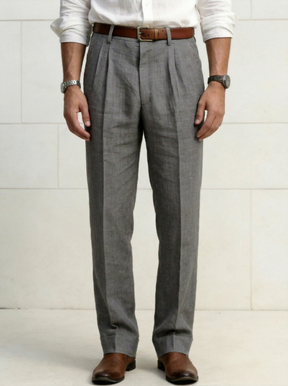 The "Amalfi" Linen Trouser | Double-Pleated Resort Fit