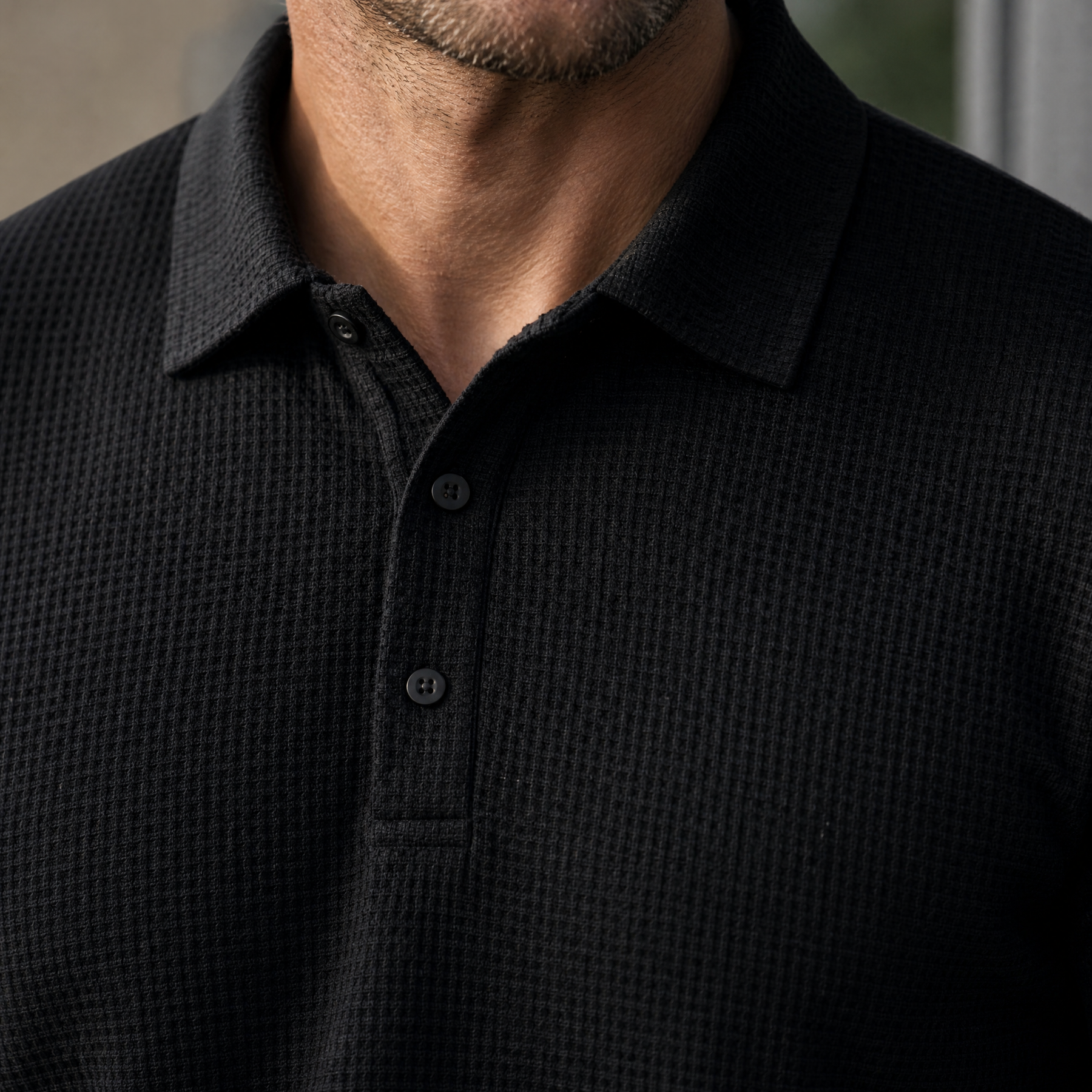 The "Riviera" Textured Knit Polo 丨Breathable Micro-Waffle Comfort