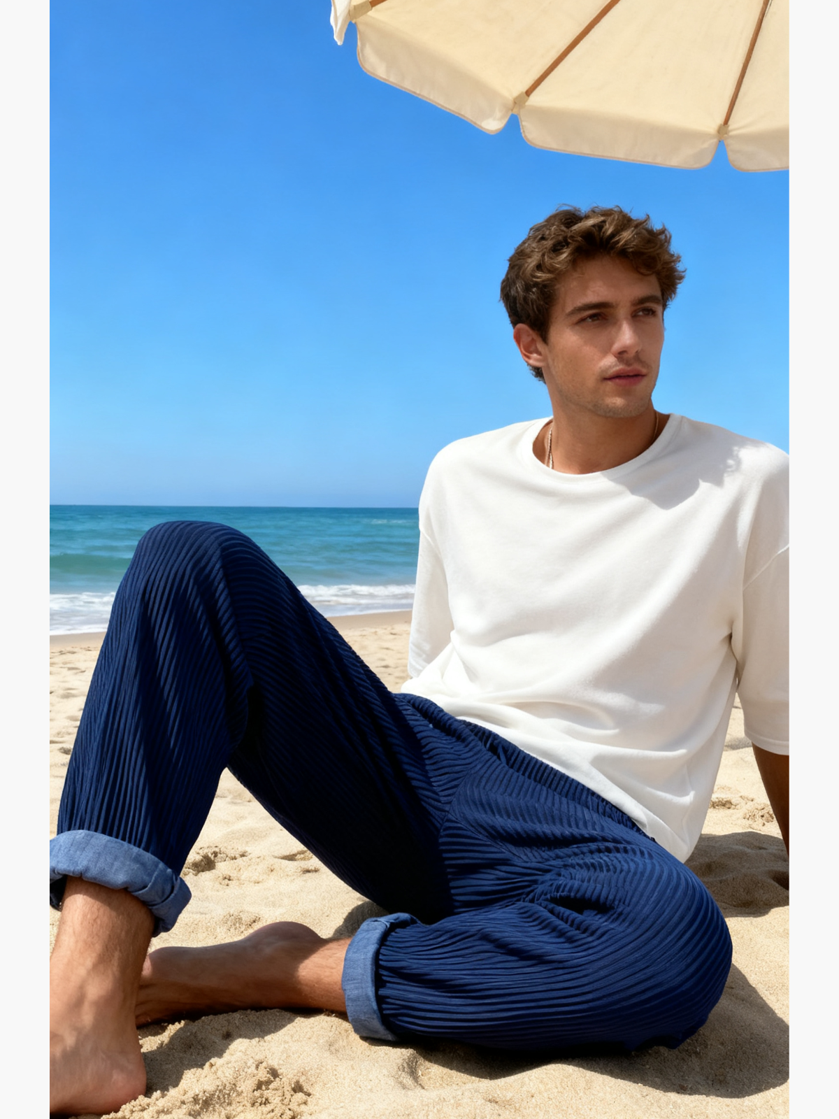 Ribbed Tube Leg Trousers