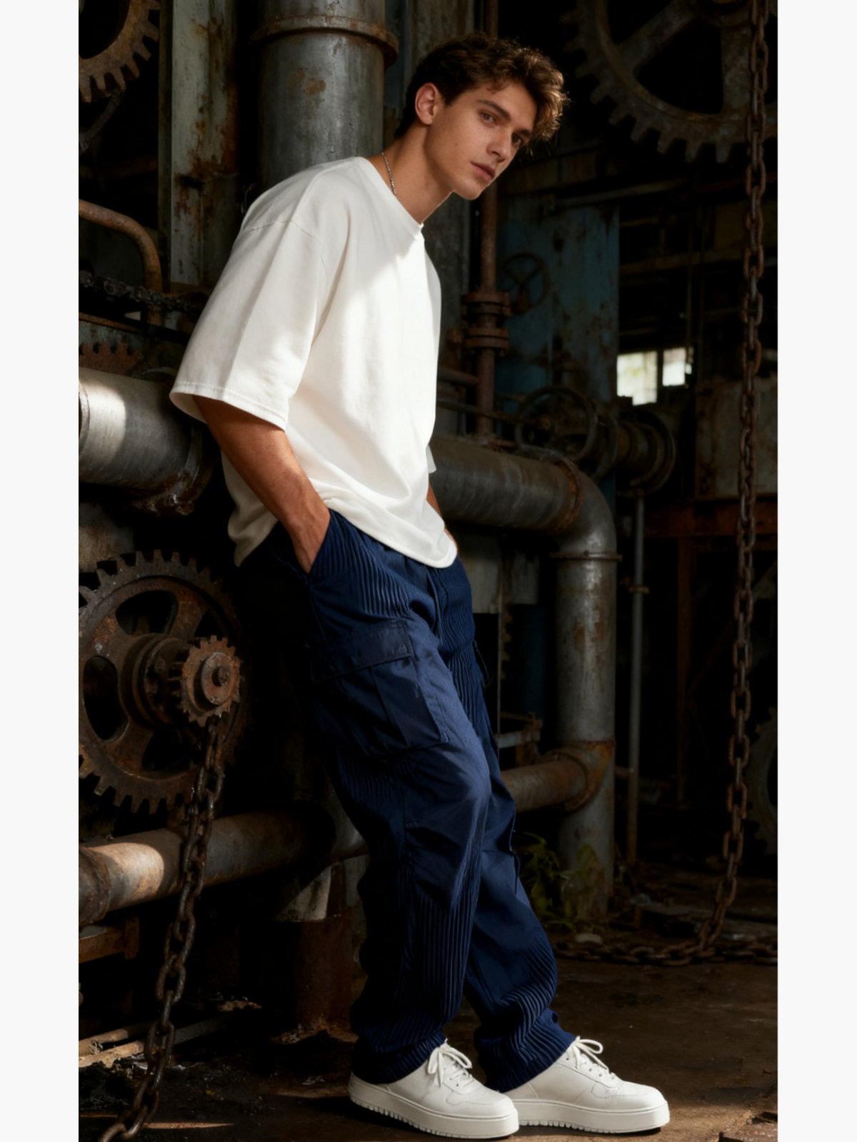 Ribbed Tube Leg Trousers