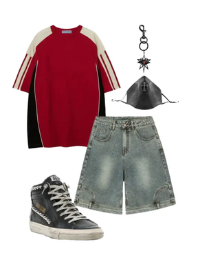 Washed Reverse Jorts Mens Casual Denim Shorts