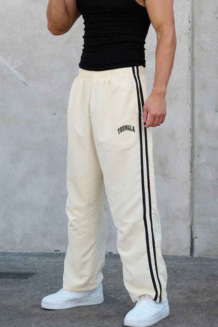 Men's double-strip stitching printed sweatpants