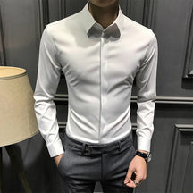 Hidden button anti-wrinkle shirt
