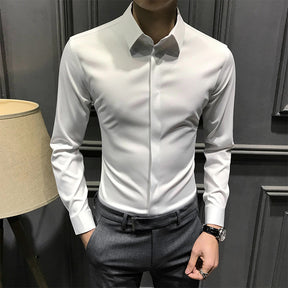 Hidden button anti-wrinkle shirt