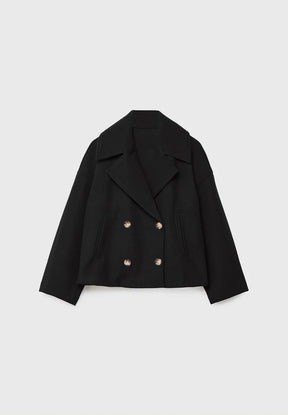 Lapel double-breasted short coat