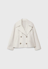 Lapel double-breasted short coat