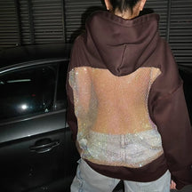 Backstage Crystal-Mesh Hoodie