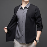 High-end men's leisure stand-up collar two-piece suit shirt