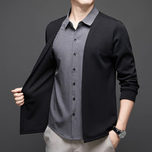 High-end men's leisure stand-up collar two-piece suit shirt