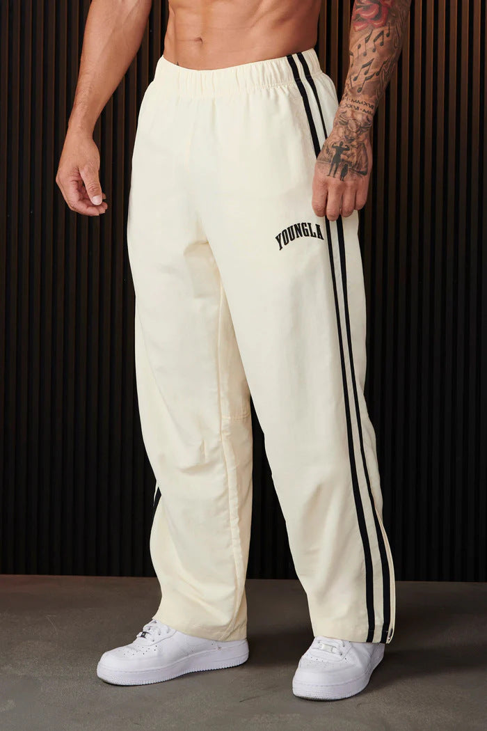 Men's double-strip stitching printed sweatpants