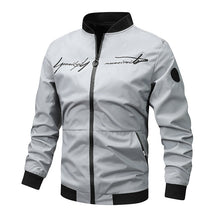 Men's Regular Fit Letter Embroidered Zip-Up Pilot Jacket