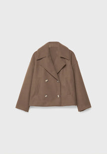 Lapel double-breasted short coat