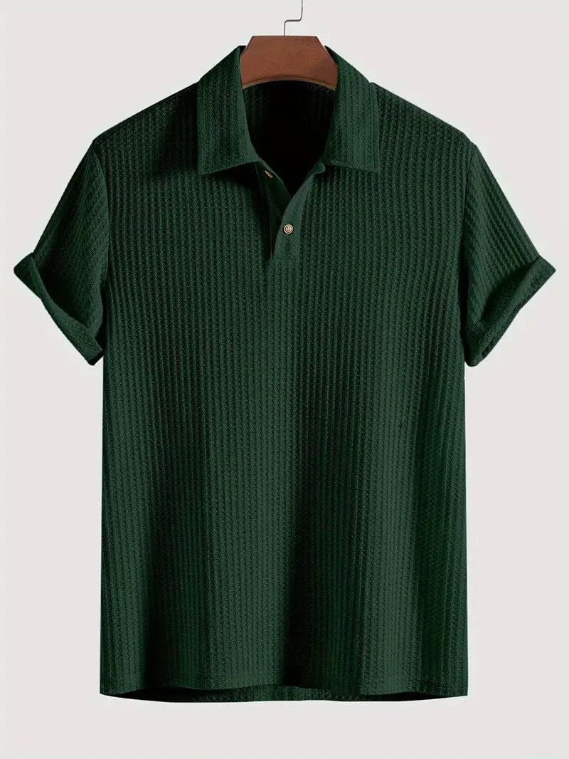 Men's Plain Jacquard Knit Polo Shirt