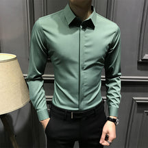 Hidden button anti-wrinkle shirt