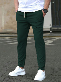 Solid color slim-fit casual pants