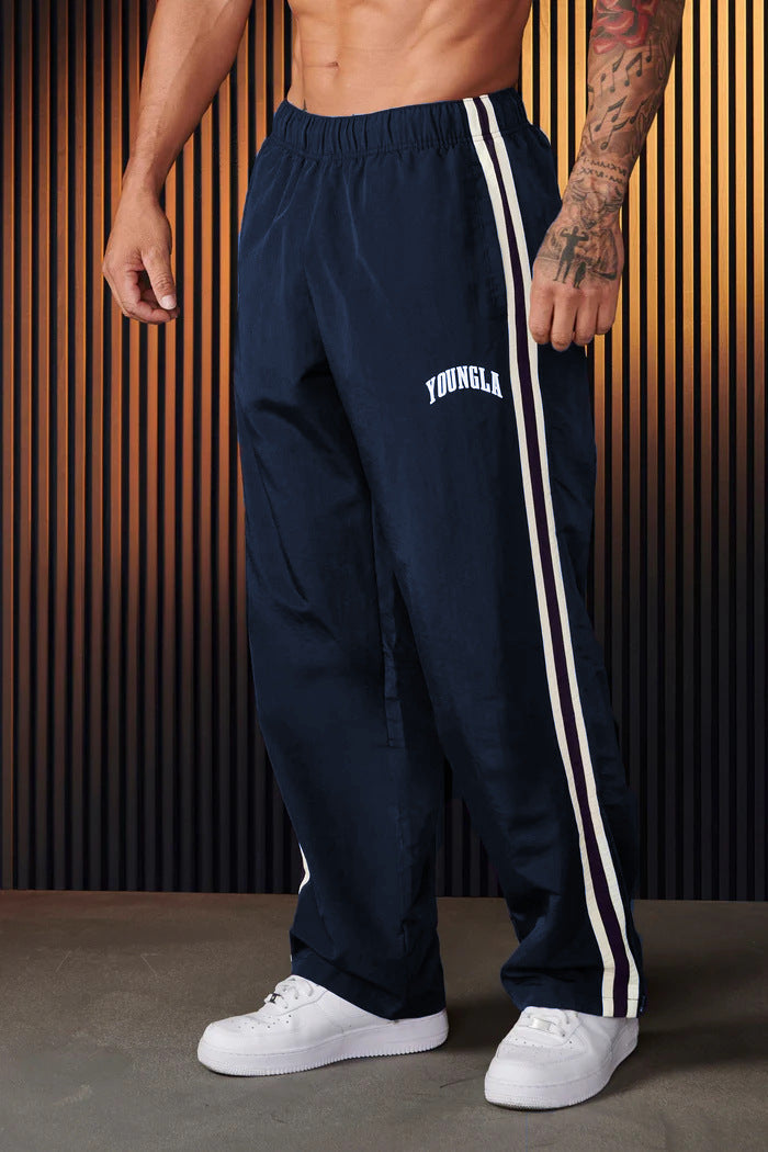 Men's double-strip stitching printed sweatpants