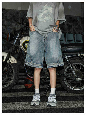 Washed Reverse Jorts Mens Casual Denim Shorts